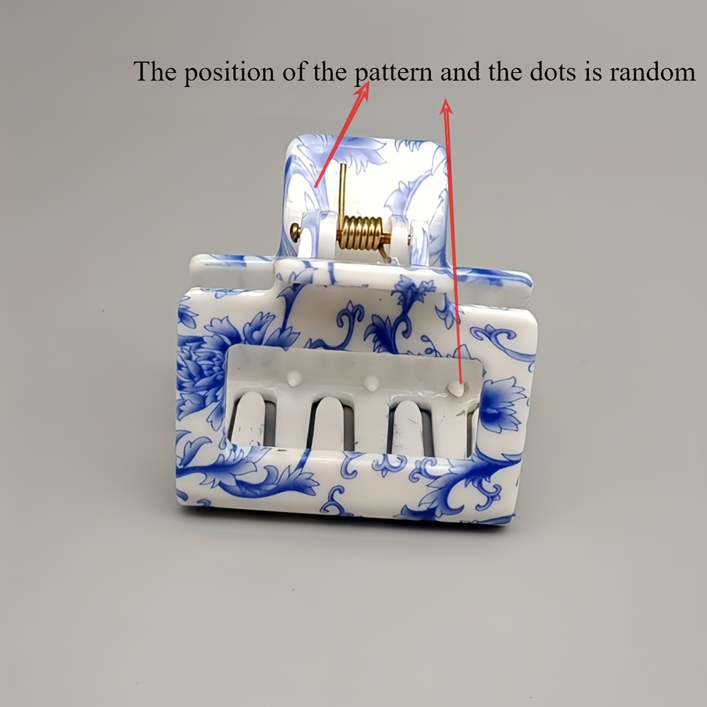 Image of 1pc Random Pattern Fashionable And Elegant Blue And White Porcelain Hair Clip, Printed Hair Clip, Exquisite Headwear, Daily Wear, Gift