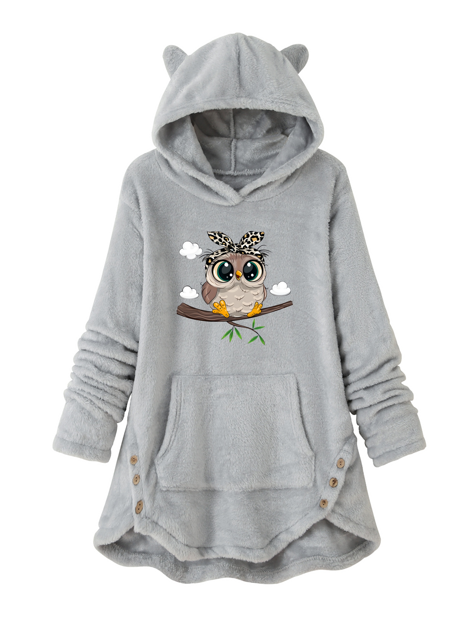 Blusa Capuz Com Orelhas Blusão Feminino Sherpa Teddy Orelhinhas