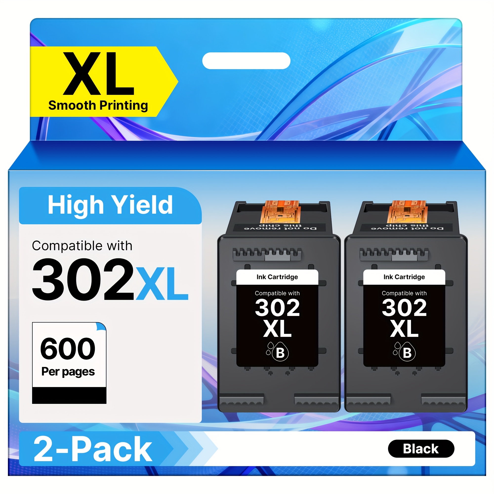Image of 302xl Ink Cartridge Remanufactured For 302 Xl Ink For 1110 2130 2132 3630 3634 4520 4522 4524 4527 4523 3830 3831 3832 3835 4650 5230 (black, 2-pack)