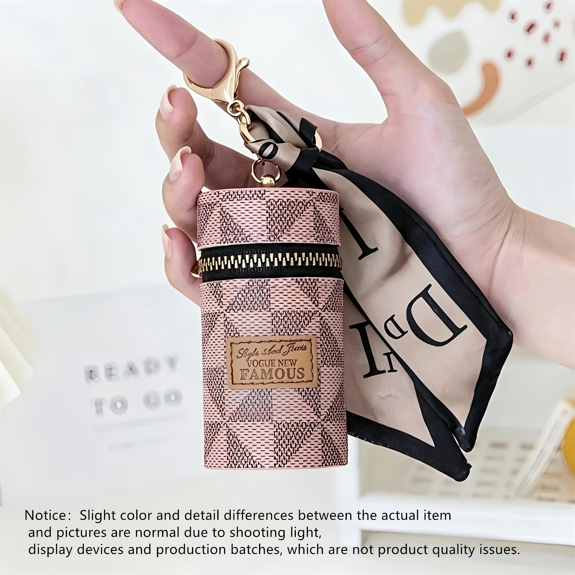 TEMU Coin And Lipstick Organizer, Multifunctional Travel Daily Accessory - Fashionable Cylindrical Wallet, Large Capacity Coin Purse With Zipper