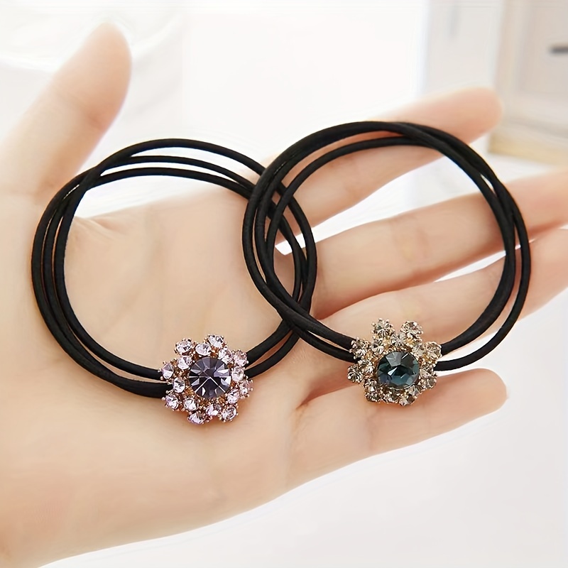 

Elegant Sparkling Flower Decorative Hair Tie Hair Loop Styling Accessories