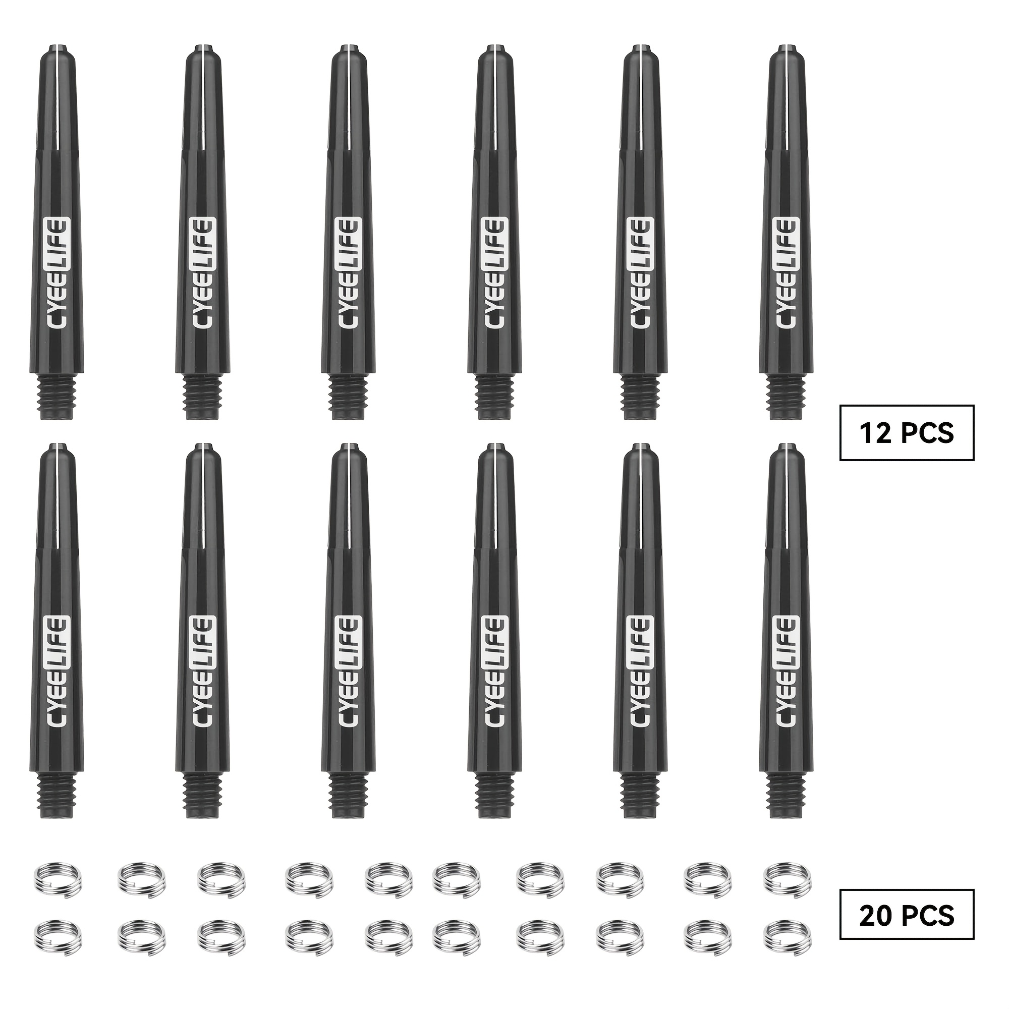 TEMU Fusesaux de fléchettes en plastique 28mm/35mm/41mm/48mm/53mm, Fusesaux professionnels en PC, 12 pièces