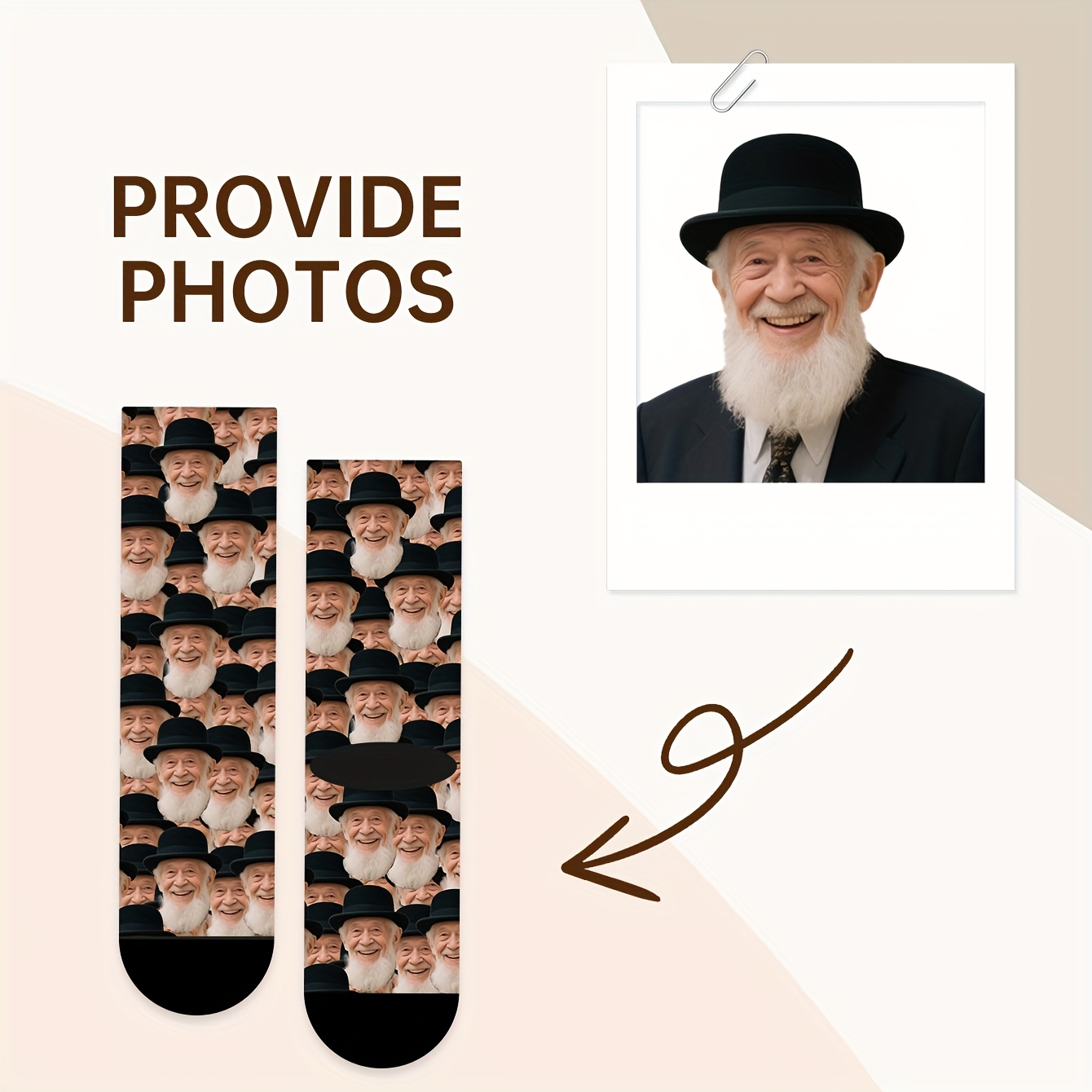 TEMU 1 Pair Personalized Face Socks - Custom Photo For , Cute Novelty Gift For Mother's Day, Father's Day, Graduation - Hand Wash Only, Cute Socks,