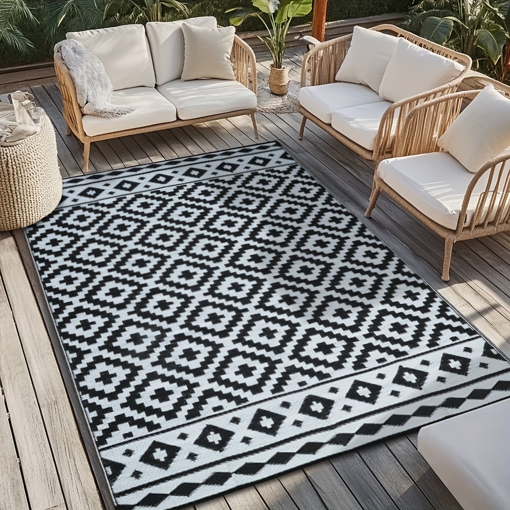 Large Outdoor Rug | Grey Garden Rugs, Modern Large Area Rugs For Patios, Suitable For Camping, Picnic, Rv, Backyard, Balcony, Tent - Polypropylene, Machine Made By Xfrog