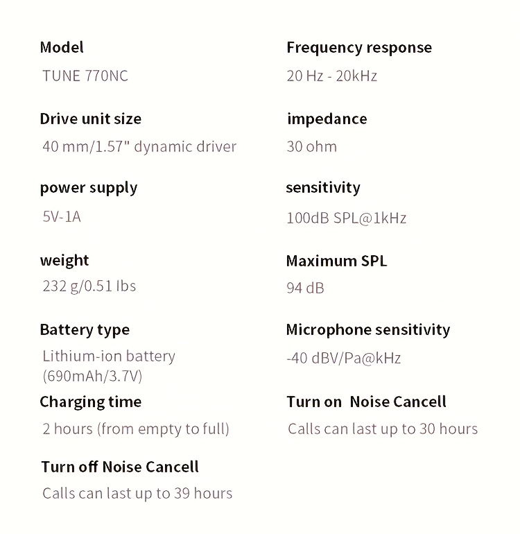 JBL 770NC Wireless Headphones with Noise Cancellation, Ideal for Gaming, Computer Use, Sports, Running, Outdoor Activities, Studying, Premium Earphones Featuring a Built-In Microphone