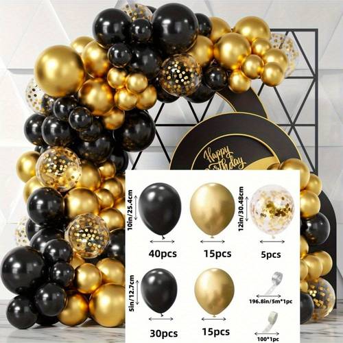107pcs black and garland set with confetti ideal for weddings birthdays anniversaries graduations and festivals suitable for indoor and outdoor party decor