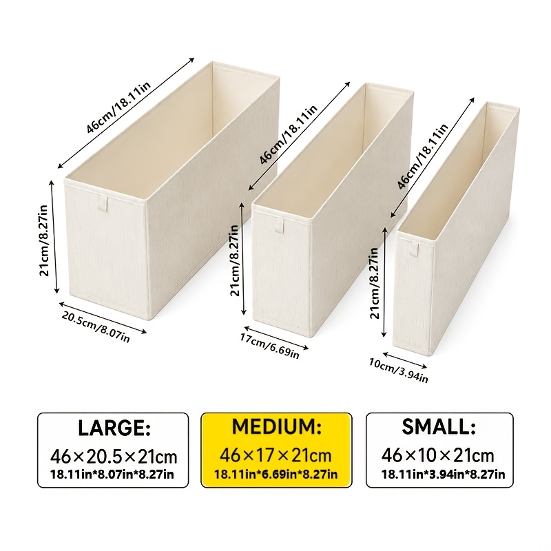 TEMU Wardrobe Clothing Organizer Storage Box, 3 Sizes Of Foldable Fabric Storage Boxes, Suitable For Wardrobe Drawer Dividers, Suitable For Jeans,
