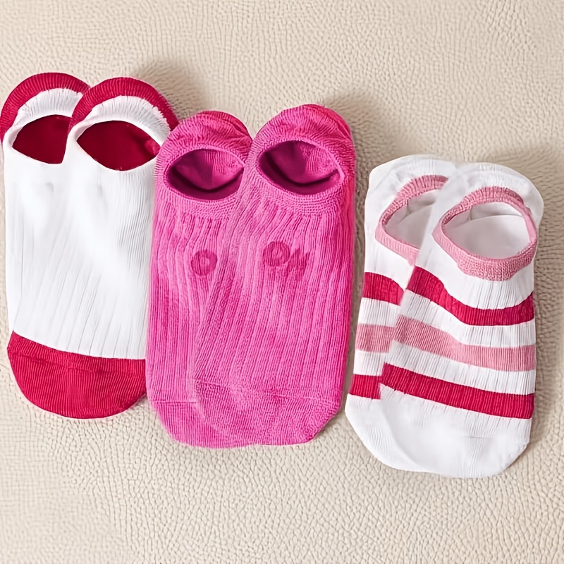 TEMU 3 Pairs Of Women's Spring And Summer Striped Fashion Boat Socks