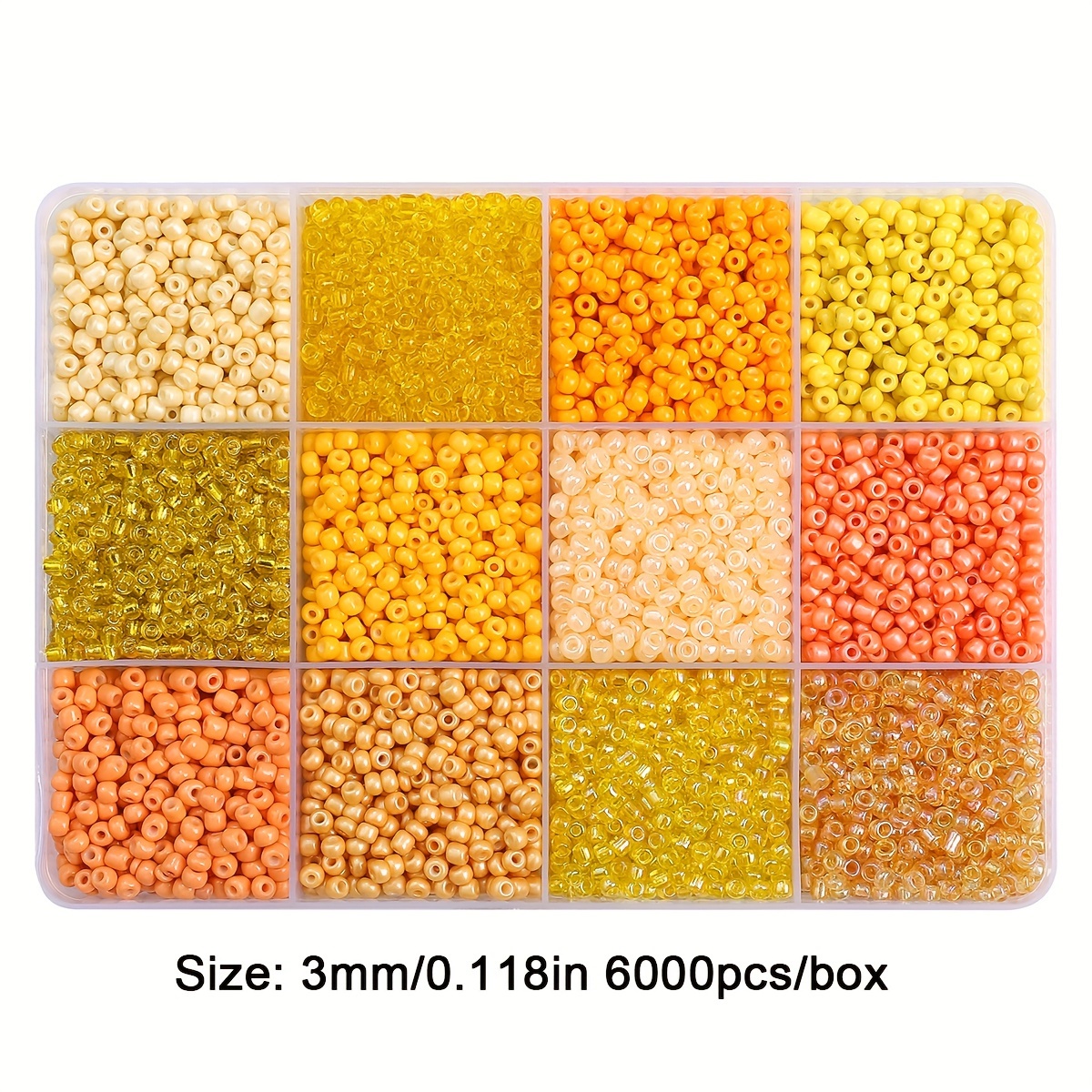 6000pcs 3mm Glass Seed Beads, Assorted Colors, 12-grid Storage Box, Jewelry Making Kit, Loose Beads For Bracelets, Necklaces Crafts