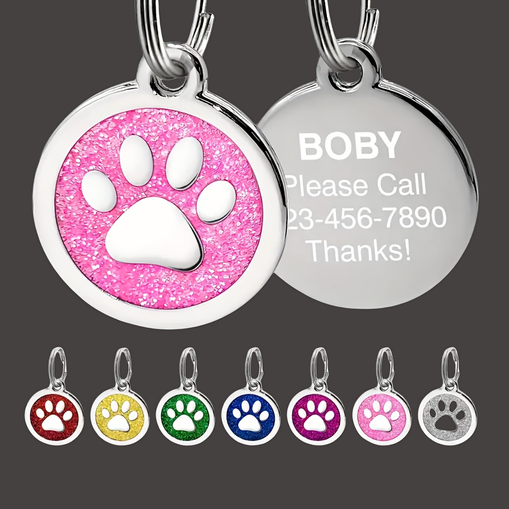 TEMU Round Glitter Pet Custom Dog Tag, A Pet Id Tag With Space For Name And Phone Number, Id Tag
