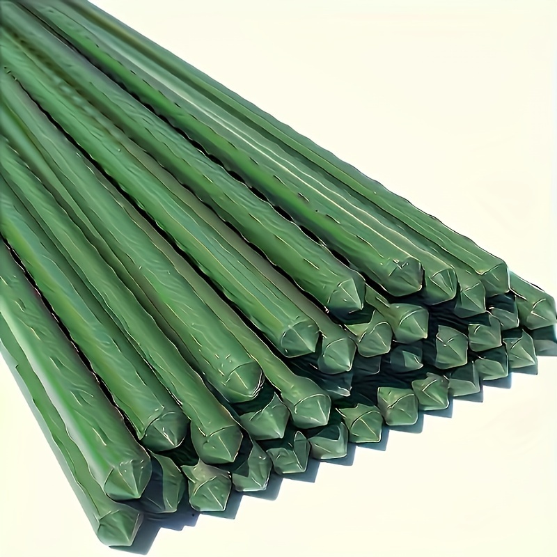 

10-piece Green Coated Steel Garden Stakes, 1.97 Ft - Weatherproof & Rustproof With Non-slip Grip For Secure Plant Support