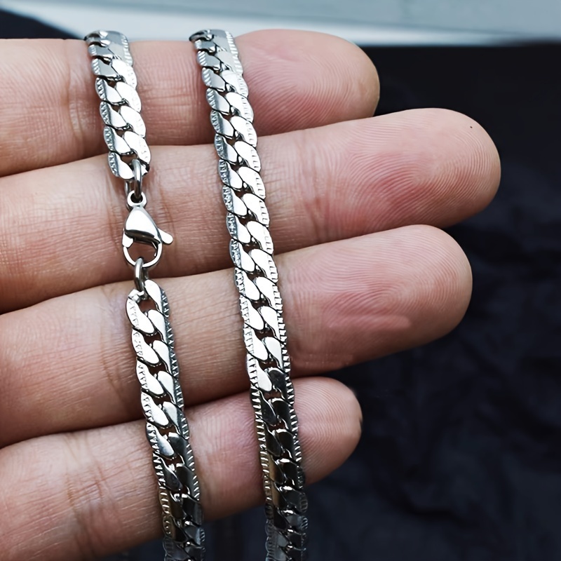 E-shop Herren Never Fade Fashion geprägter Edelstahl Kubanischer Halskette, Hochwertige Schmuckstücke Nicht-allergisch, Waschbar, Herren