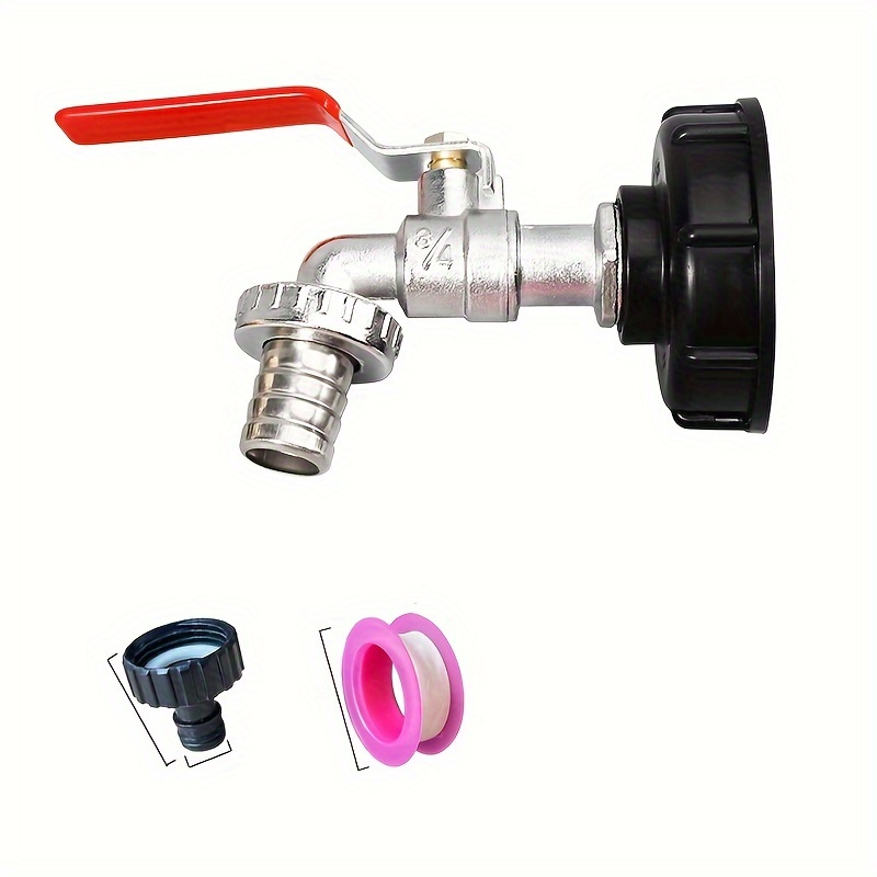 Image of 1 Ibc Drum Valve Adapter With 4/6 Alloy Faucet, Plastic , And Brass Connector. Pressure-resistant, Corrosion-resistant, Leak-proof Seal
