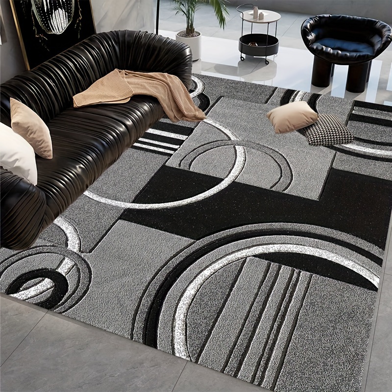 

Luxurious Black & Gray Area Rug - 800gsm Golden Diamond Velvet, Non-slip Dot Backing, Machine Washable For Home, Office, And Commercial Decor