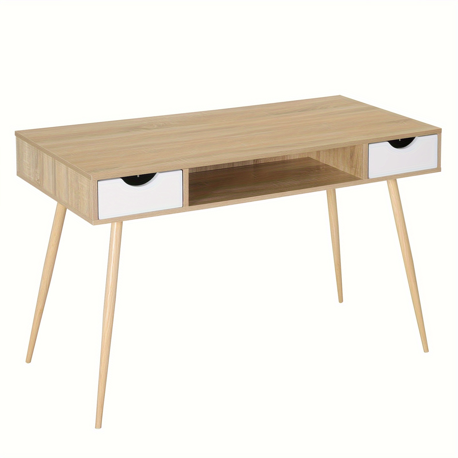 Image of 1pc Computer Desk With 2 Drawers, Office Desk With Storage Compartments, , 120x58x75cm, Suitable For Study And Office