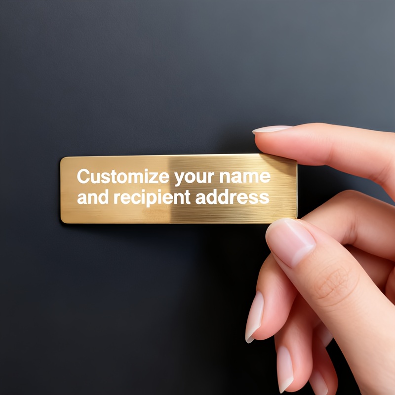 Image of Personalized Stainless Steel Mailbox Sticker Address Plate, Supports Self- Name! Made Of Durable And Elegant Material. Strong Adhesive, Easily Sticks To Any Surface. In 3 Stylish Colors— For A Unique