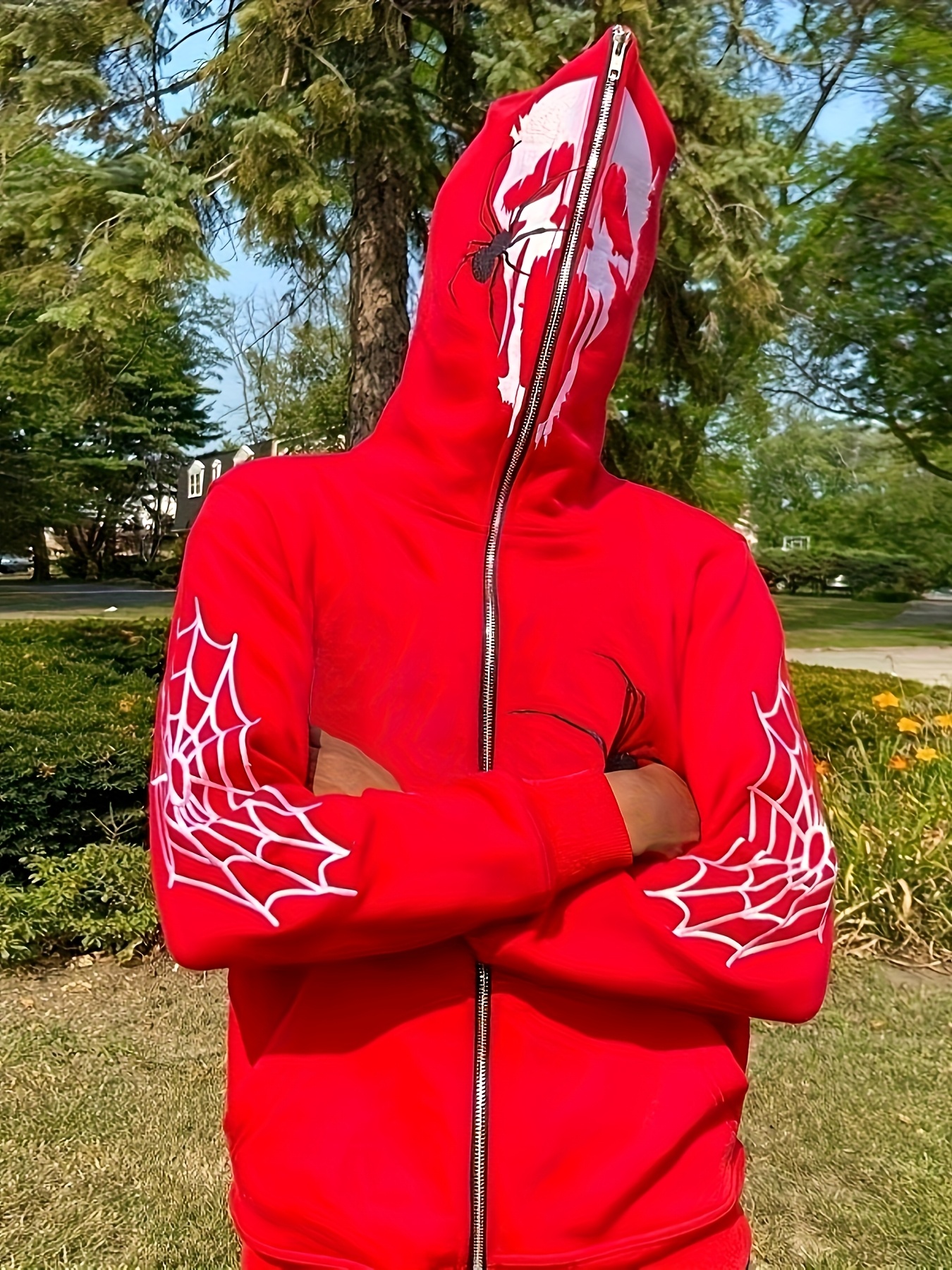 pink spider full zip hoodie y2k skull streetwear - Temu