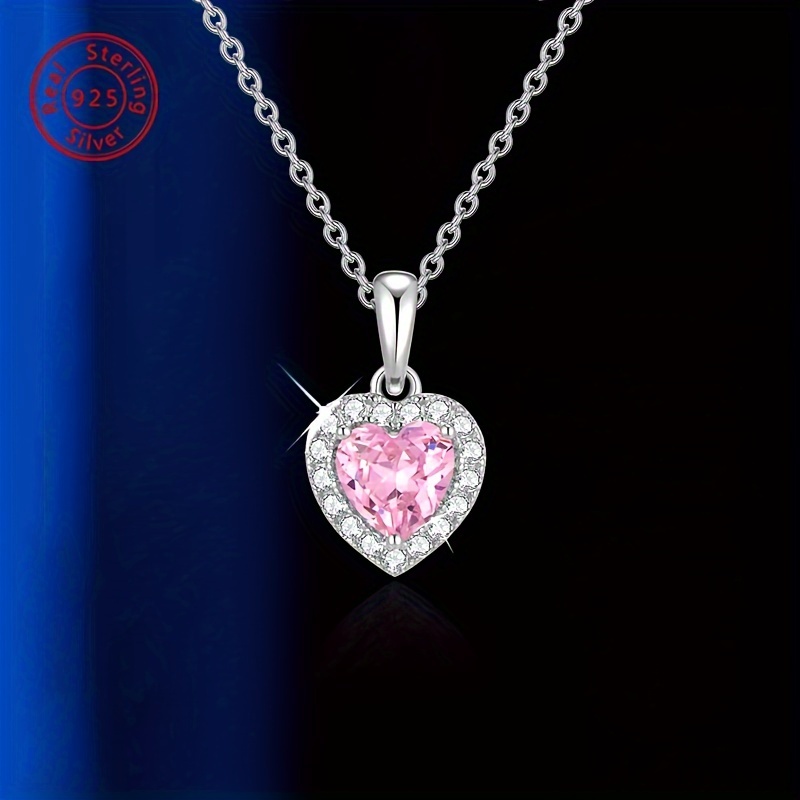 Image of 1 Elegant And Luxurious 925 Silver Synthetic Zirconia Necklace - Perfect For Women' Wear, Valentine's Day, Christmas, Wedding Anniversary Jewelry Gift