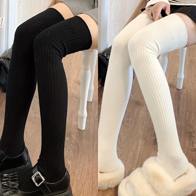 E-shop 2 Paar Damen Weiche Verdickte Winter Warme Über-Knie Socken - Flauschig und Warm, Geeignet für Freizeit und Formelle Anlässe, Wintersocken,