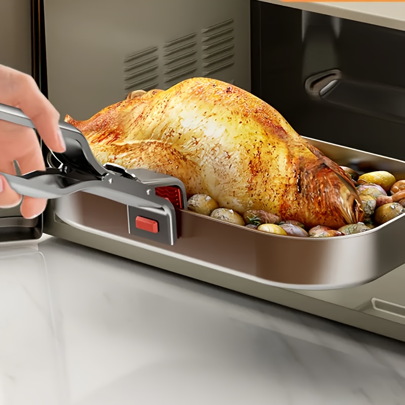 stainless steel heat tongs non slip high temperature oven tray clip electric stove plate and dish clip cooking tongs kitchen gadget latest thickened stainless steel heat tongs with non slip pad heat bowl and dish holder kitchen utensil for Product details 4