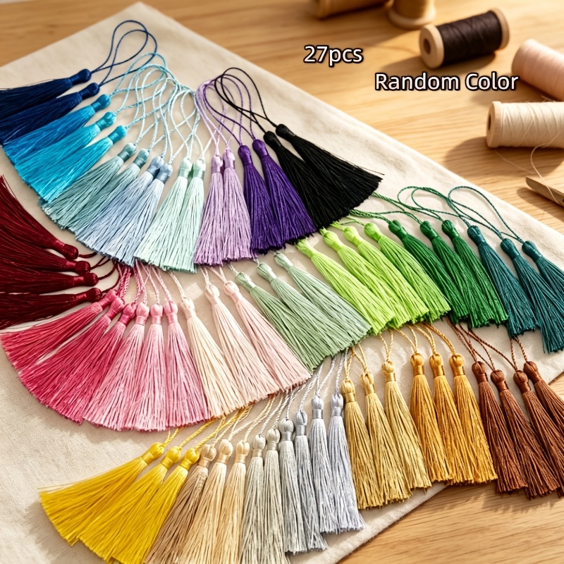 TEMU Random 27pcs Mixed Color Tassel Pendants, Handcraft, Suitable For Bookmark Making, Jewelry, Keychain Assembly, Bag Embellishment, Clothing