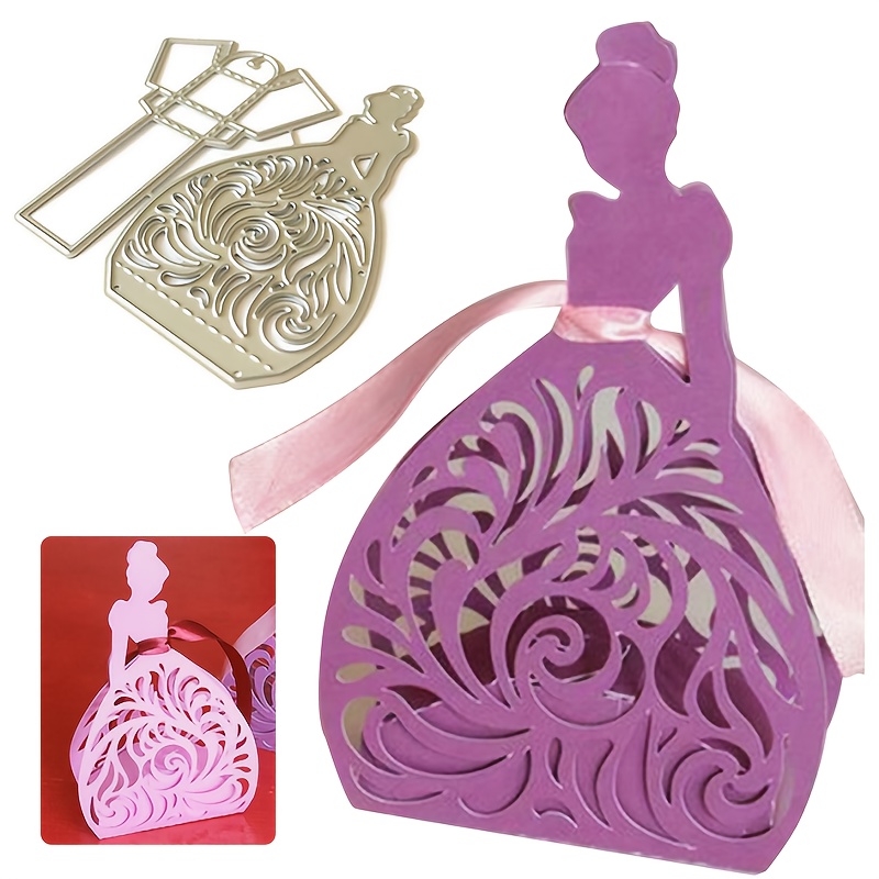 

1pc Diy Sticker Mold For Long Dress Beauty Combination Decoration Greeting Card Background Board Decoration Cutting Knife Mold Carbon Steel Mold Hand Account Knife Mold Material