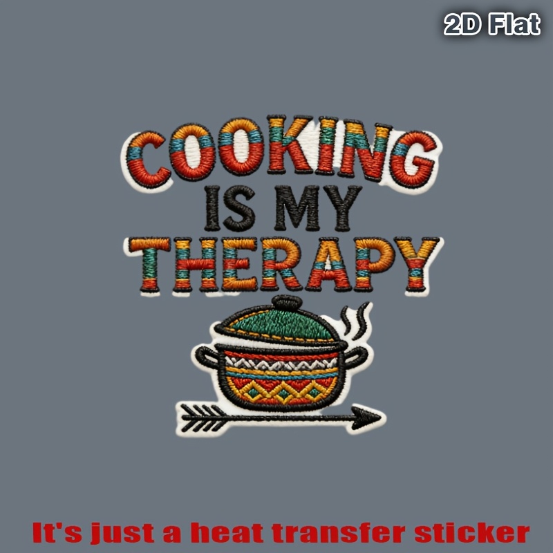 item picture colorful patch cooking is   with patterned pot and arrow vibrant heat transfer stickers are suitable for flat fabrics such   hats canvas bags throw pillows leather bed sheets carpets etc   heat transferred