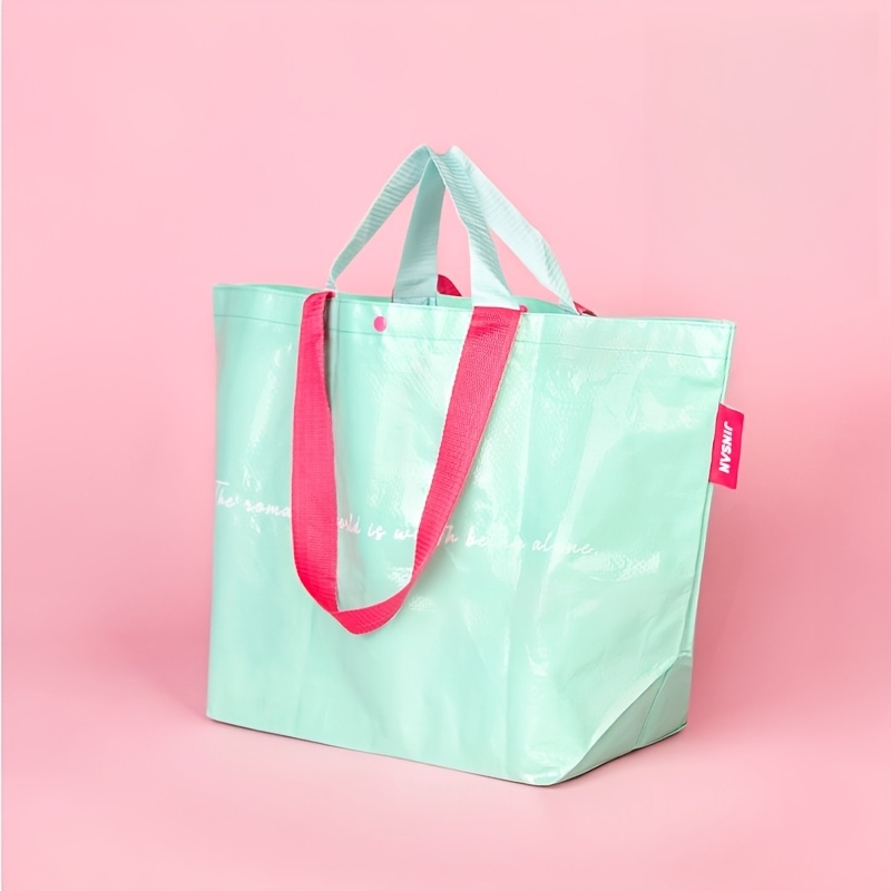 TEMU Large Macaron Shopping Bag | Tote Bag | Storage Bag | Foldable Tote, Large Capacity And Foldable For Easy Portability, Suitable For Various