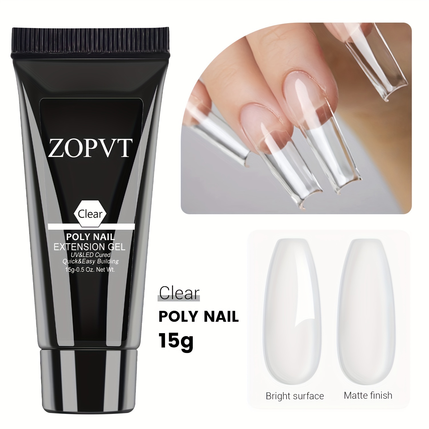 Image of Poly Gel Transparent Color Polyester Nail Extension Gel Nail Gel Design