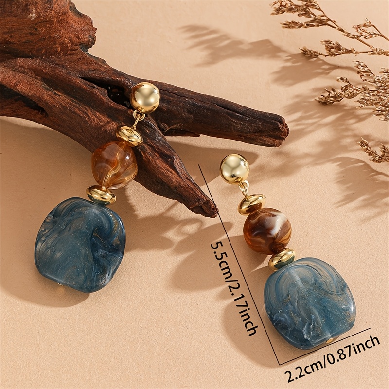 Women's Vintage Smudged Acrylic Beaded Pendant Earrings