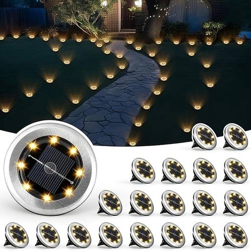 8pcs of outdoor solar buried lights 8 led buried lights solar outdoor lights waterproof landscape solar garden lights suitable for path yard lawn driveway buried lights