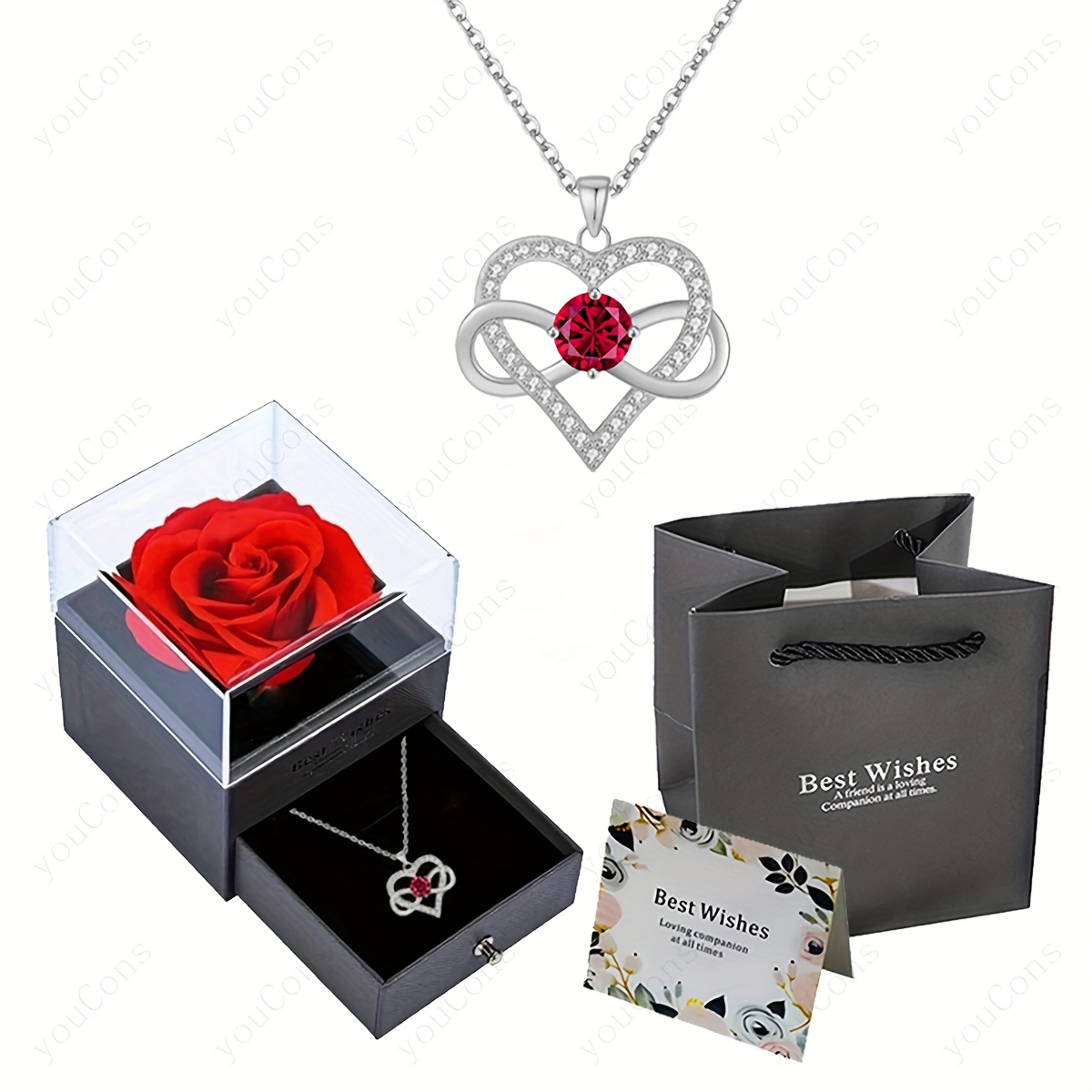 TEMU Una confezione regalo di con collana con ciondolo a forma di cuore con pietra , gioielli squisiti realizzati con zirconia , per madri, , ,