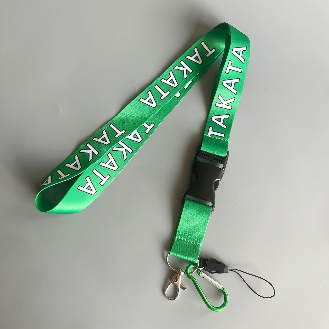 TEMU Cordon porte-badge 2D 1 à sangle verte, avec amovibles, crochets et interfaces pour cordon de téléphone portable/convient pour cordons de clés,