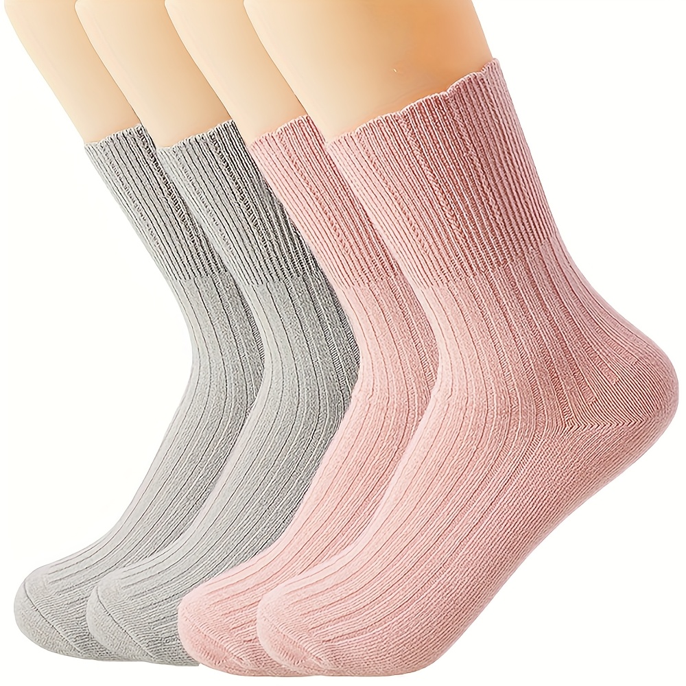 Image of 4 Pairs Of Non-binding Diabetic Socks For Women, Loose Fit Ankle Socks, Ultra-wide Hospital Maternity Care, Seamless Toe, Soft Ribbed Design For Pregnant Diabetes Elderly, Comfortable Durable