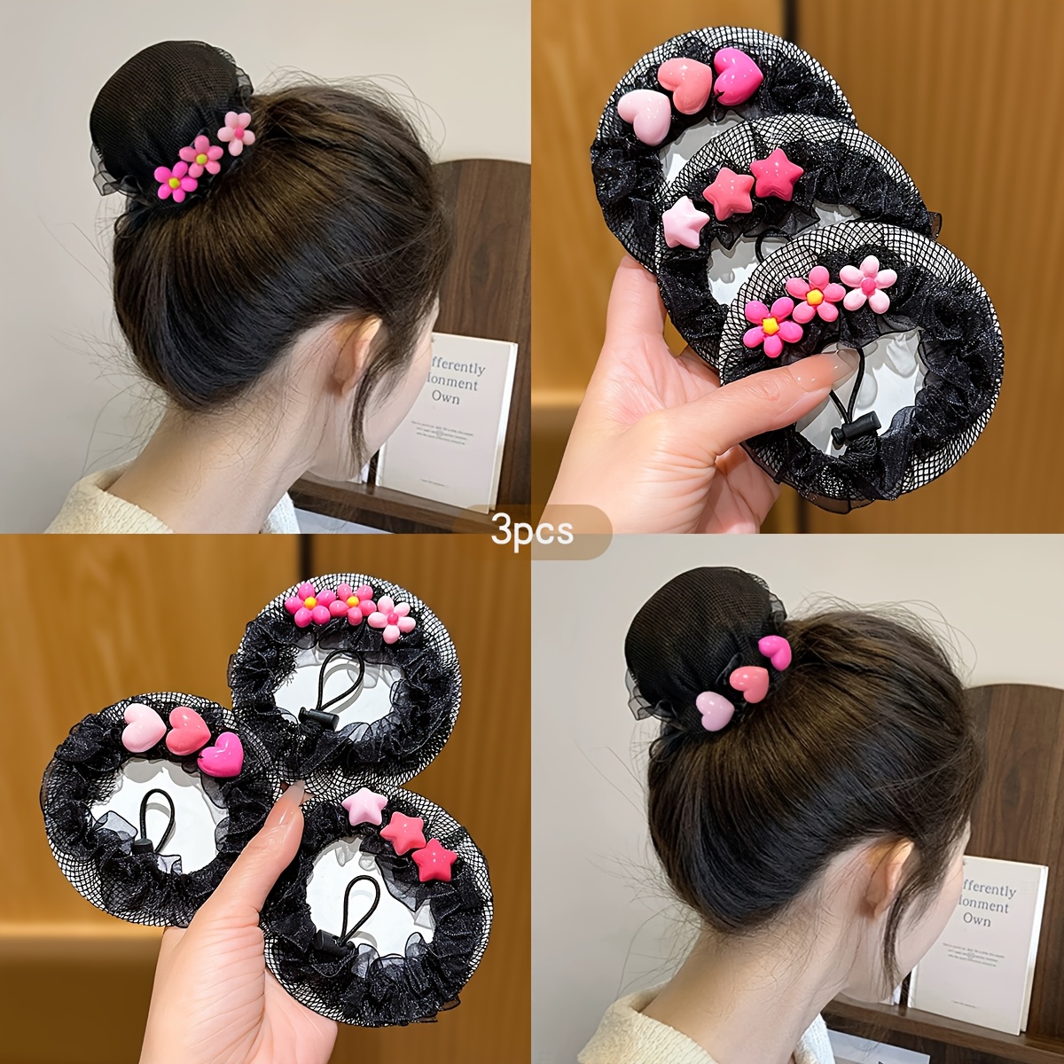 TEMU 3 pezzi di fermapreci di cuore, stella e , accessori per capelli stile facile, adatti per performance e , copricapo
