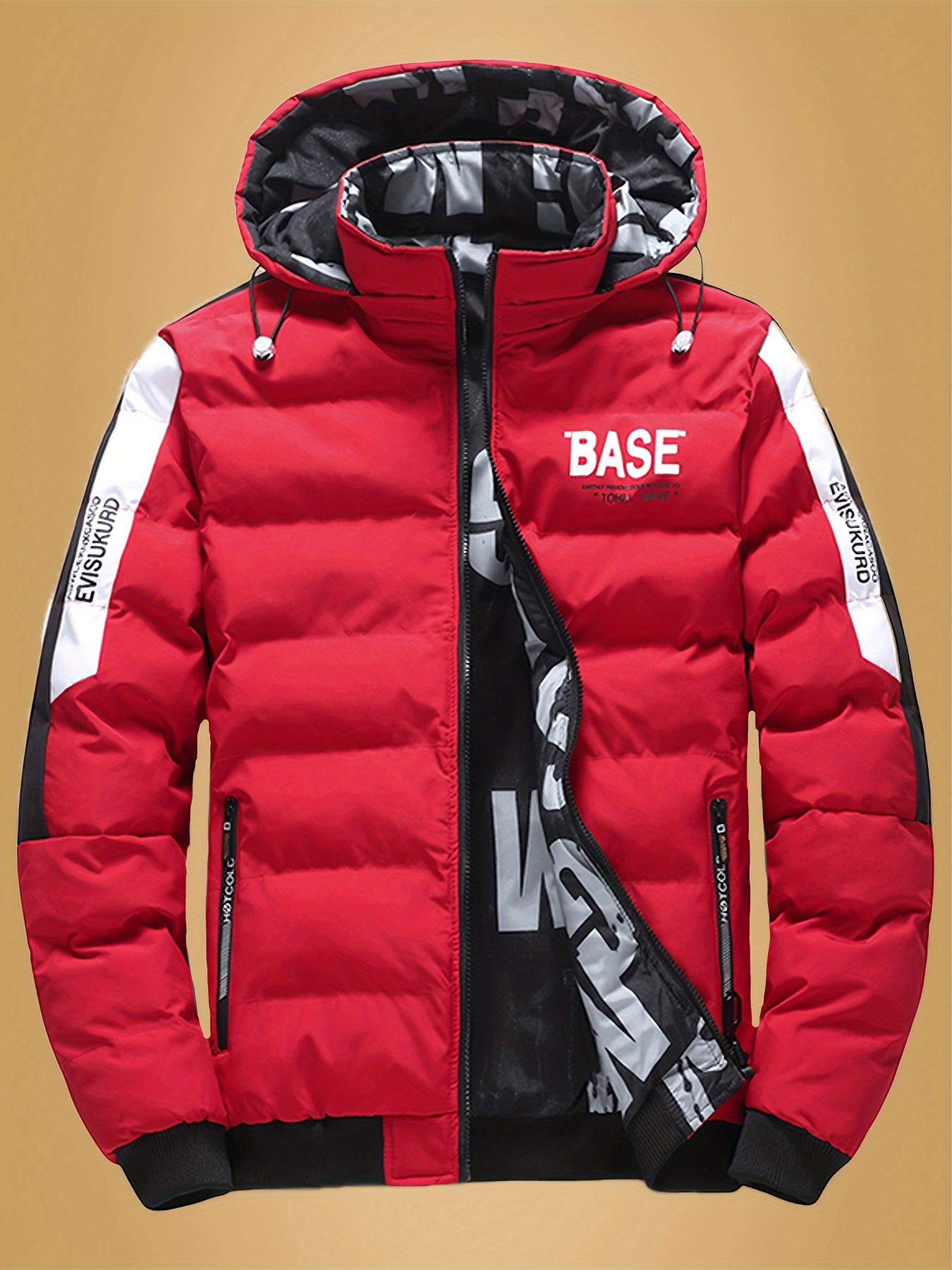 Heren Winterjas met Afneembare Capuchon - Tweekleurige Gele & Volledig met Rits Capuchonjas