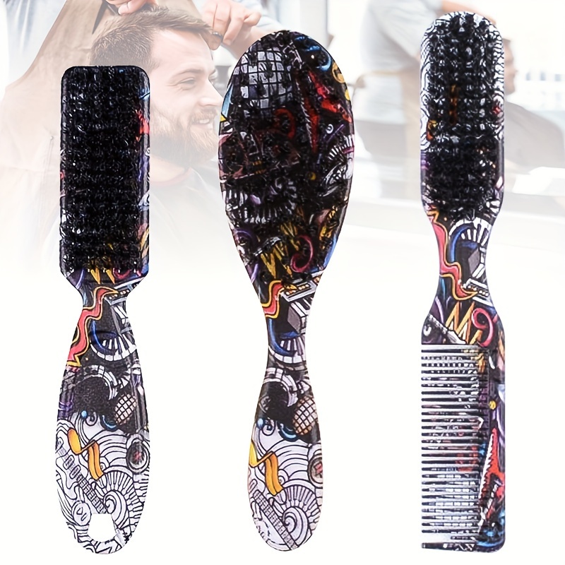 

3-piece Men's Hair Styling Brush Set, Plastic Bristle Beard Care Comb, Hair Cleaning And Trimming Brushes For Oil Head And Beard Grooming