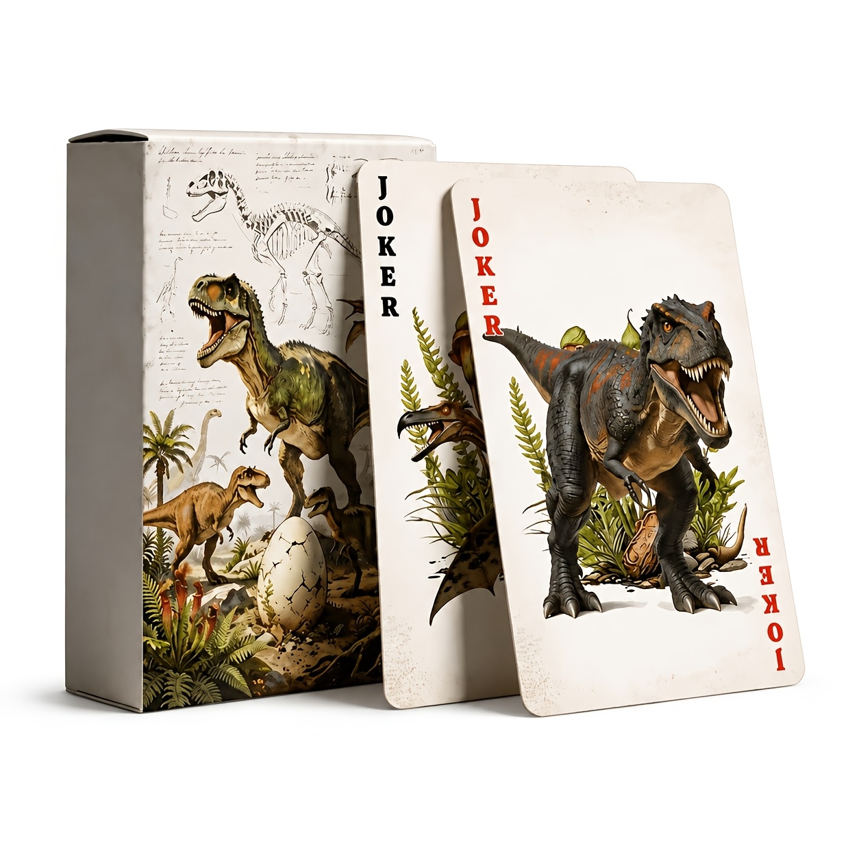 TEMU 1pc Dinosaur Playing Cards, Core Paper Material, Matte End, Thickened Paper, Smooth Shuffling, Convenient To Carry, Suitable For Family