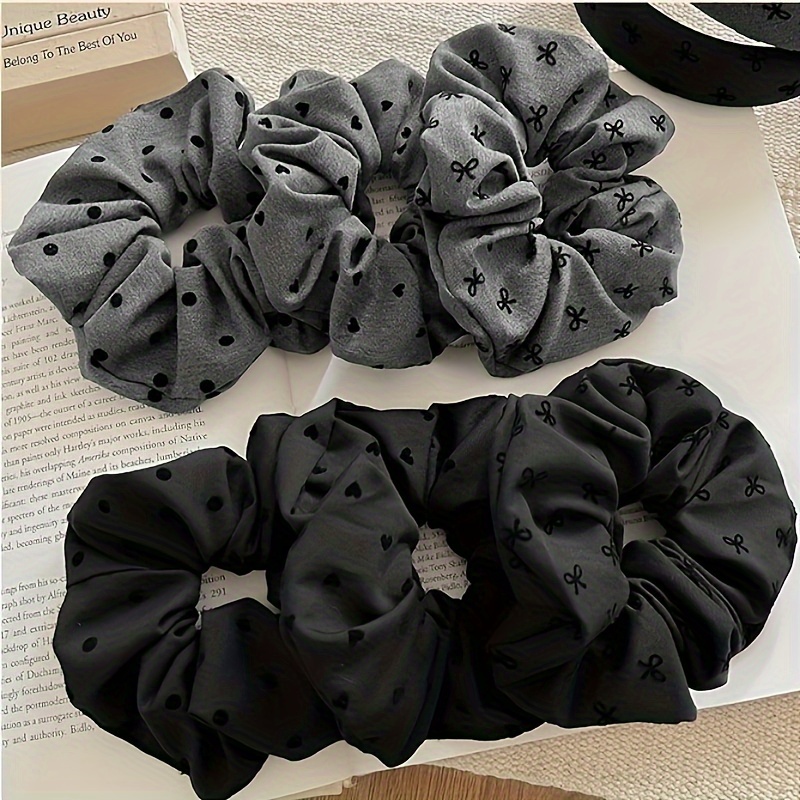 

6-pack Elegant & Hair Scrunchies, Mixed Color With Bowknot Print, Fabric Hair Ties For Women, Ponytails & Buns, Birthday Gift Set