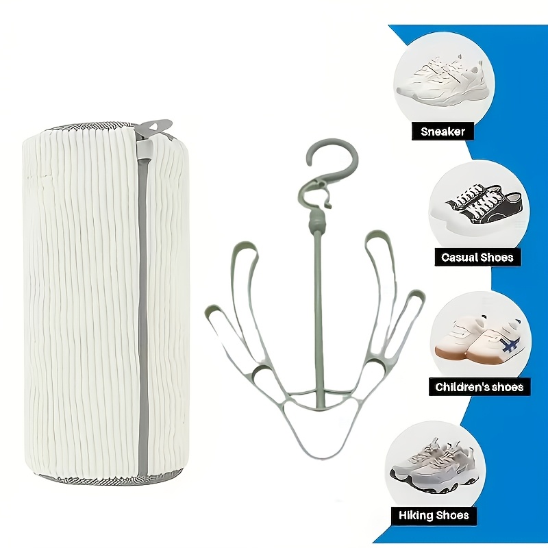 Image of 2pcs: 1 Shoe Cleaning Wash Bag + 1 Shoe Drying Rack. Suitable For All Types Of Sneakers And White Tennis Shoes. Zippered Breathable Shoe Wash Bag, Laundry Bags