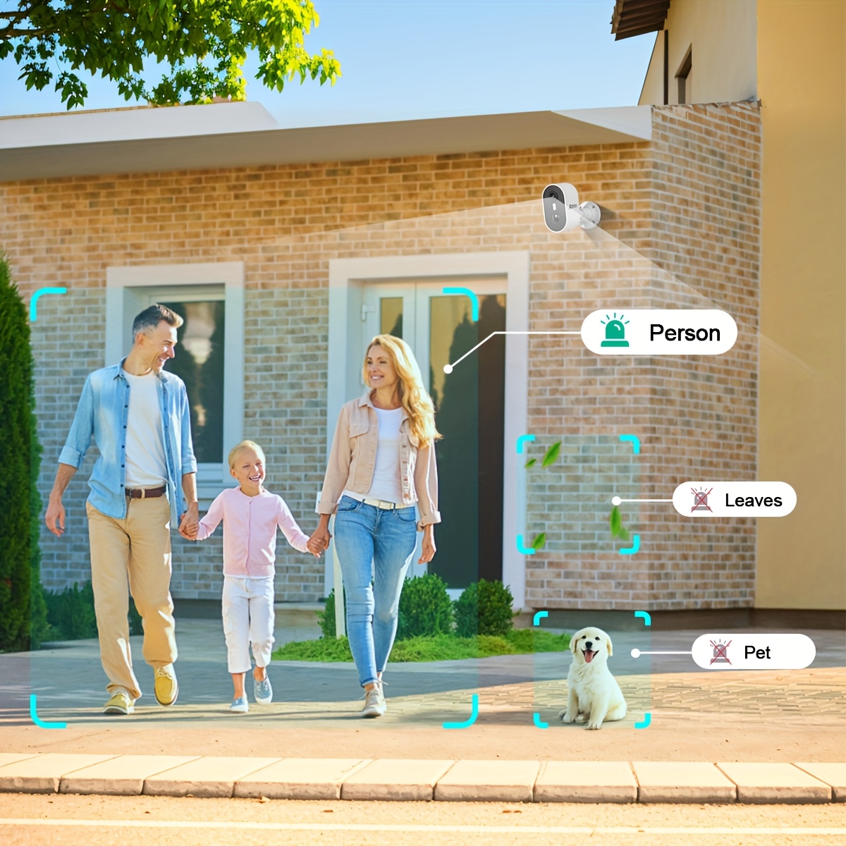 ANRAN Caméras de sécurité solaires sans fil pour l'extérieur, protection de la maison, caméra de surveillance avec panneau solaire, projecteur, détection PIR, compatible avec Alexa, C2 Blanc, stockage cloud uniquement