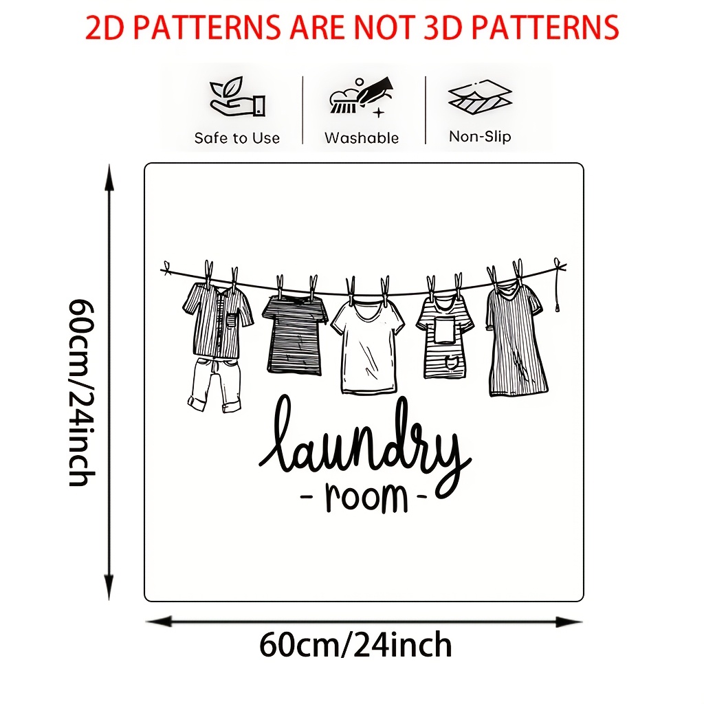 TEMU 1pc Coussin de protection plat 2D pour lave-linge et sèche-linge | Avec "Lave-linge", polyvalent, parfait pour la décoration de buanderie, tapis