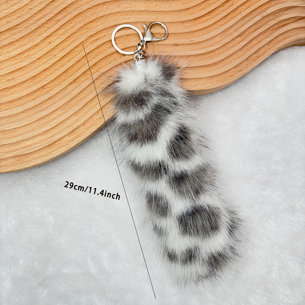 TEMU New Style Plush Tail Leopard Print Accessory Pendant Keychain Decoration Pendant