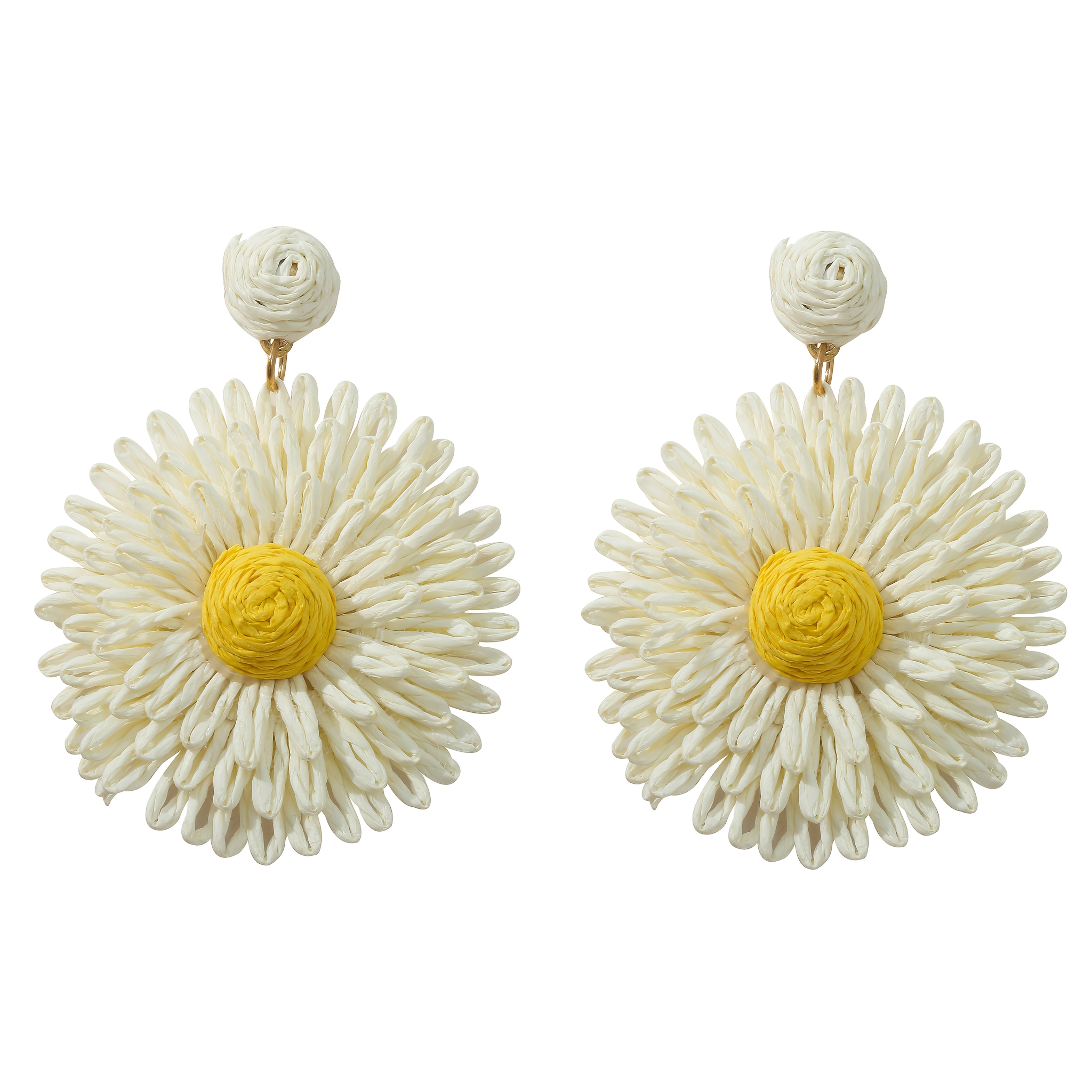 TEMU Pendientes colgantes MUYKY de margarita de rafia tejida a estilo bohemio para mujer, pendientes ligeros de paja con flor para vacaciones en ,