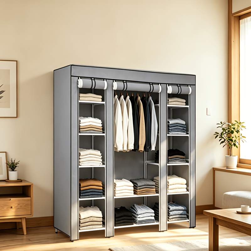 TEMU Armoire Simple, Armoire Portable, Armoire en Non-Tissé, Organisateur de Rangement pour Armoire, Convient pour Chambre, Maison, Maison en