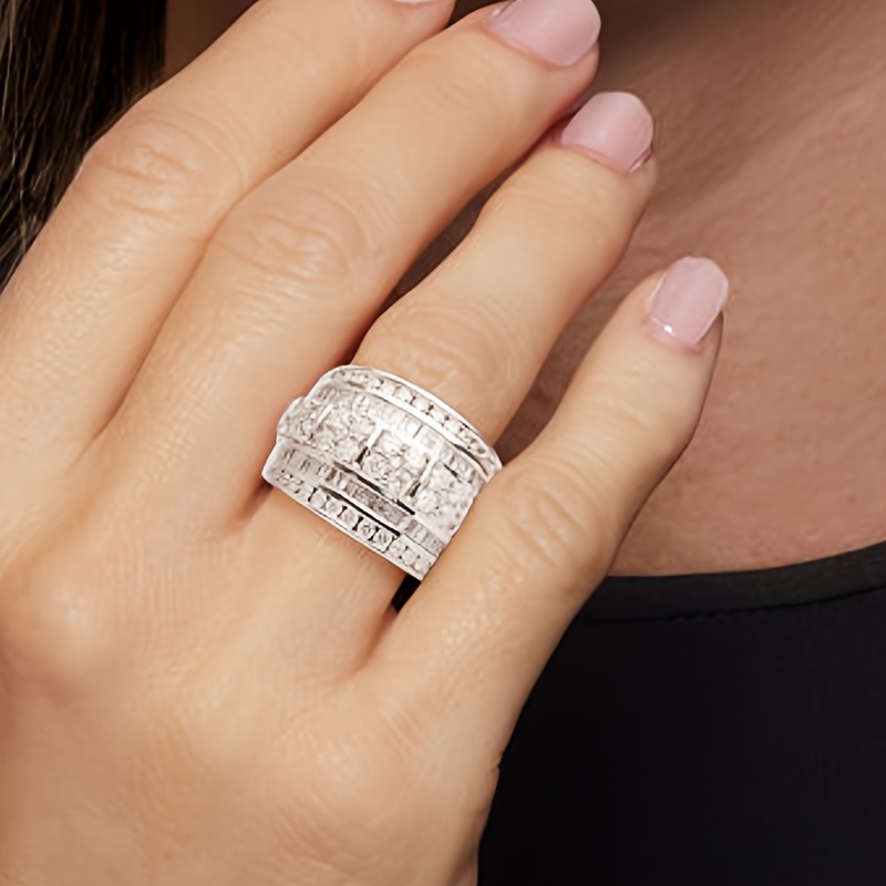 Women's Eternal Ring with Sparkling Cubic Zirconia Wide Face