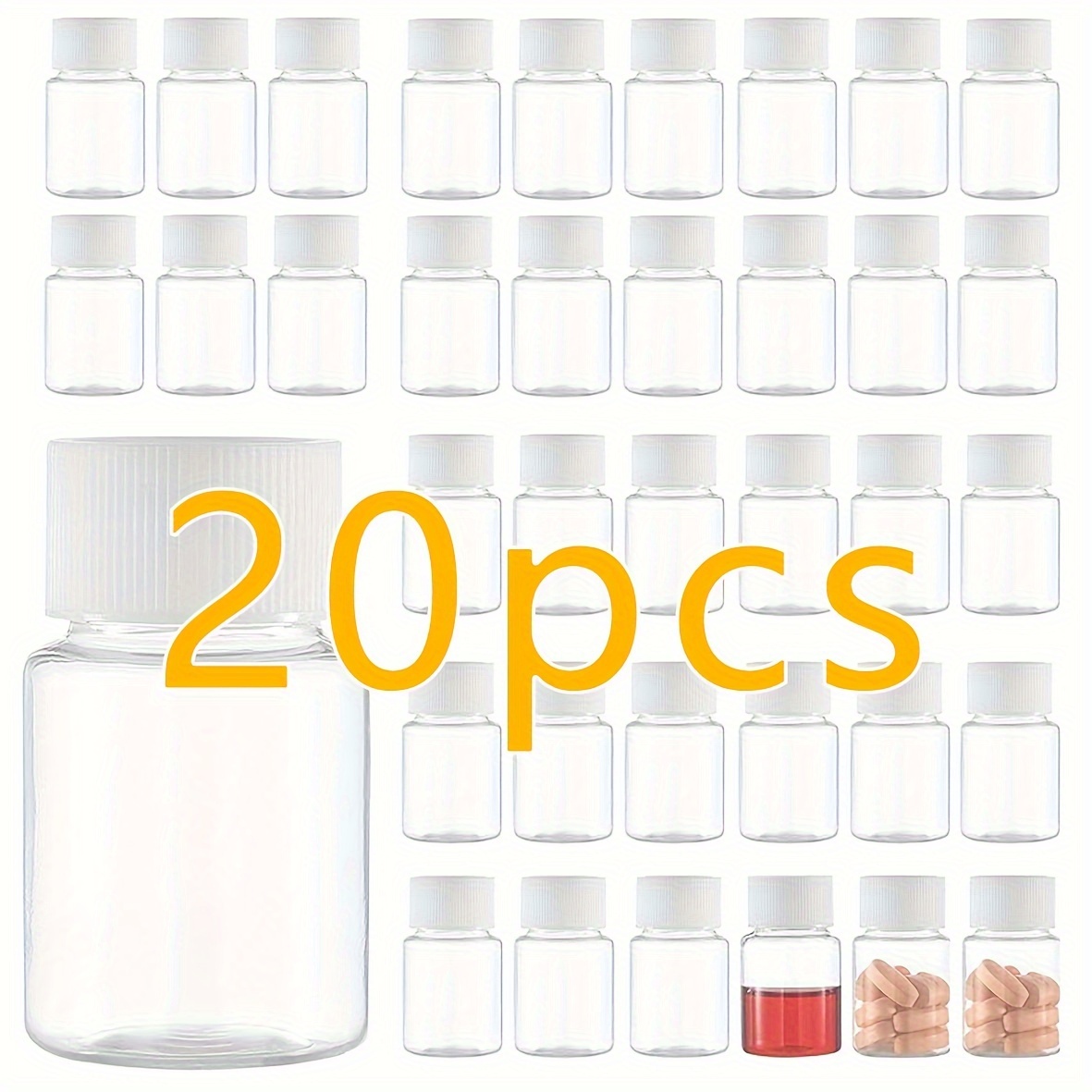 TEMU 20 Pack 30ml Clear Plastic Bottles With Wide Mouth - Refillable, Leakproof Travel Containers For Liquids, , Powders, Medications - Durable,,