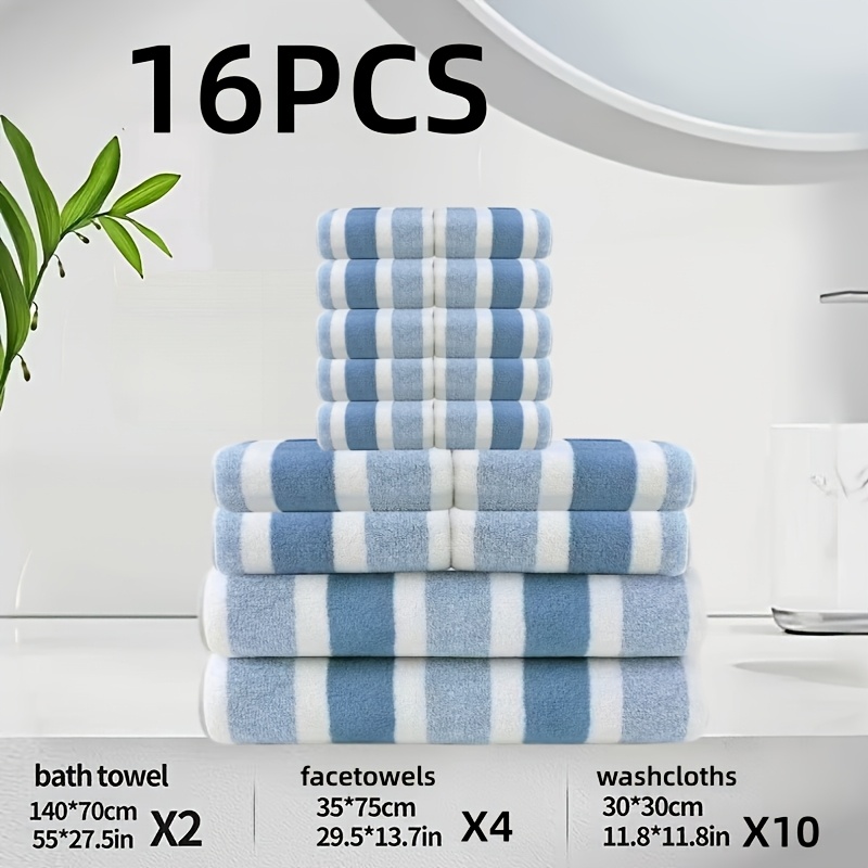 TEMU 16/8 Towel Set, , , Super Absorbent, 8pcs (1 Large Bath Towel, 2 Medium Bath Towels, 5 Small Bath Towels), 16pcs (2 Large Bath Towels, 2 Medium