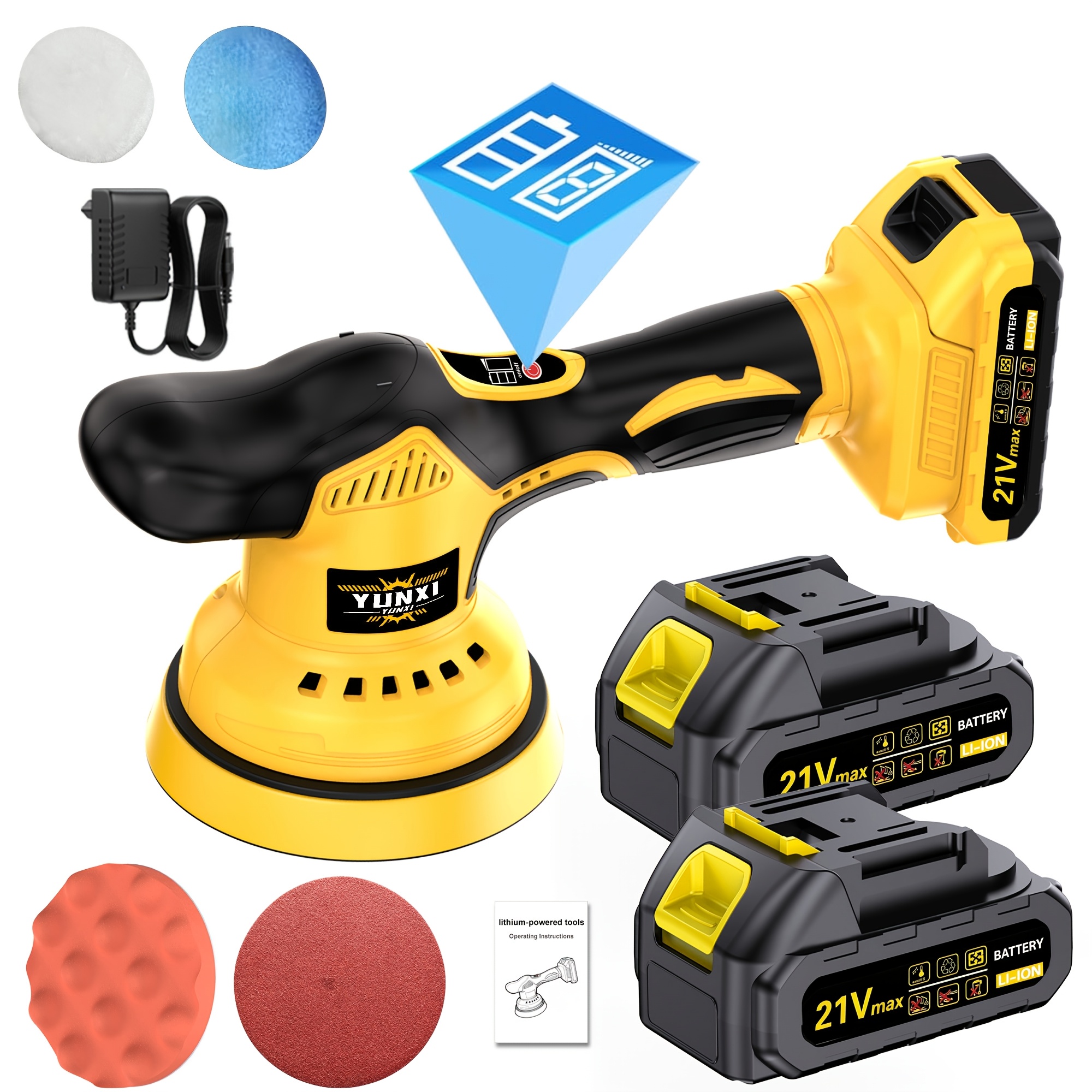 Image of Rechargeable Wireless Polishing Machine, Optional, Tool For Car Maintenance, Equipped With Lithium Battery And Fast Charger. The Ergonomic Grip More Comfortable, Making It A Gift For And Fathers