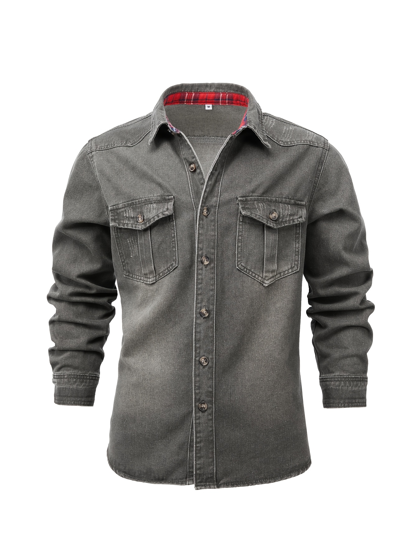 New Men'S Jeans Shirt Retro Fashion Streetwear Brand Casual Denim Shirt Men